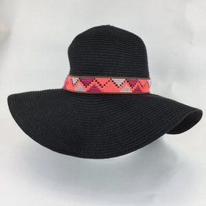 Designer tribal print band woven floppy hat